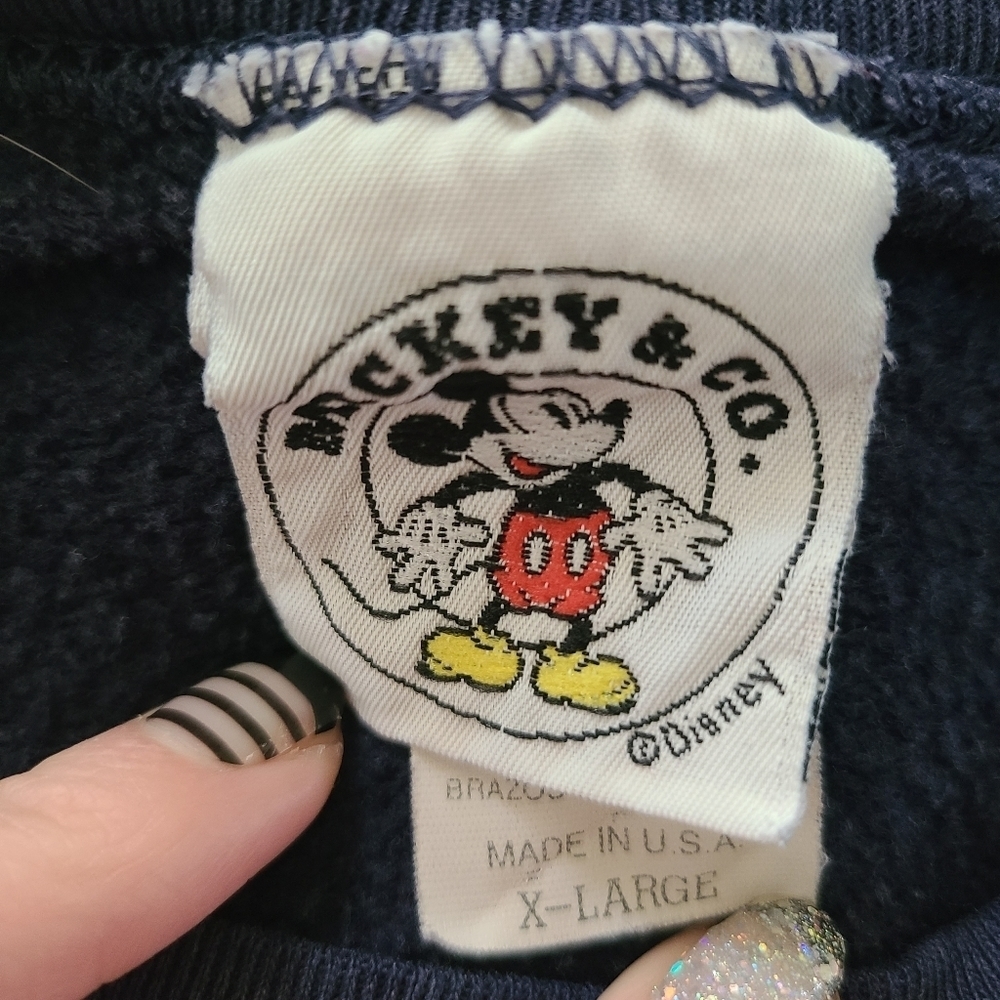 Mickey & Co Vintage Sweatshirt Navy Blue Embroidered Size XL - Picture 5 of 5